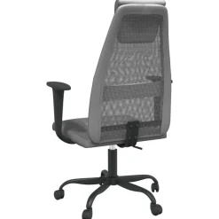 vidaXL Mobiliario De Oficina-Silla de oficina altura ajustable tela malla y cuero PE