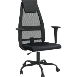 vidaXL Silla de oficina altura ajustable tela malla y cuero PE Negro Best