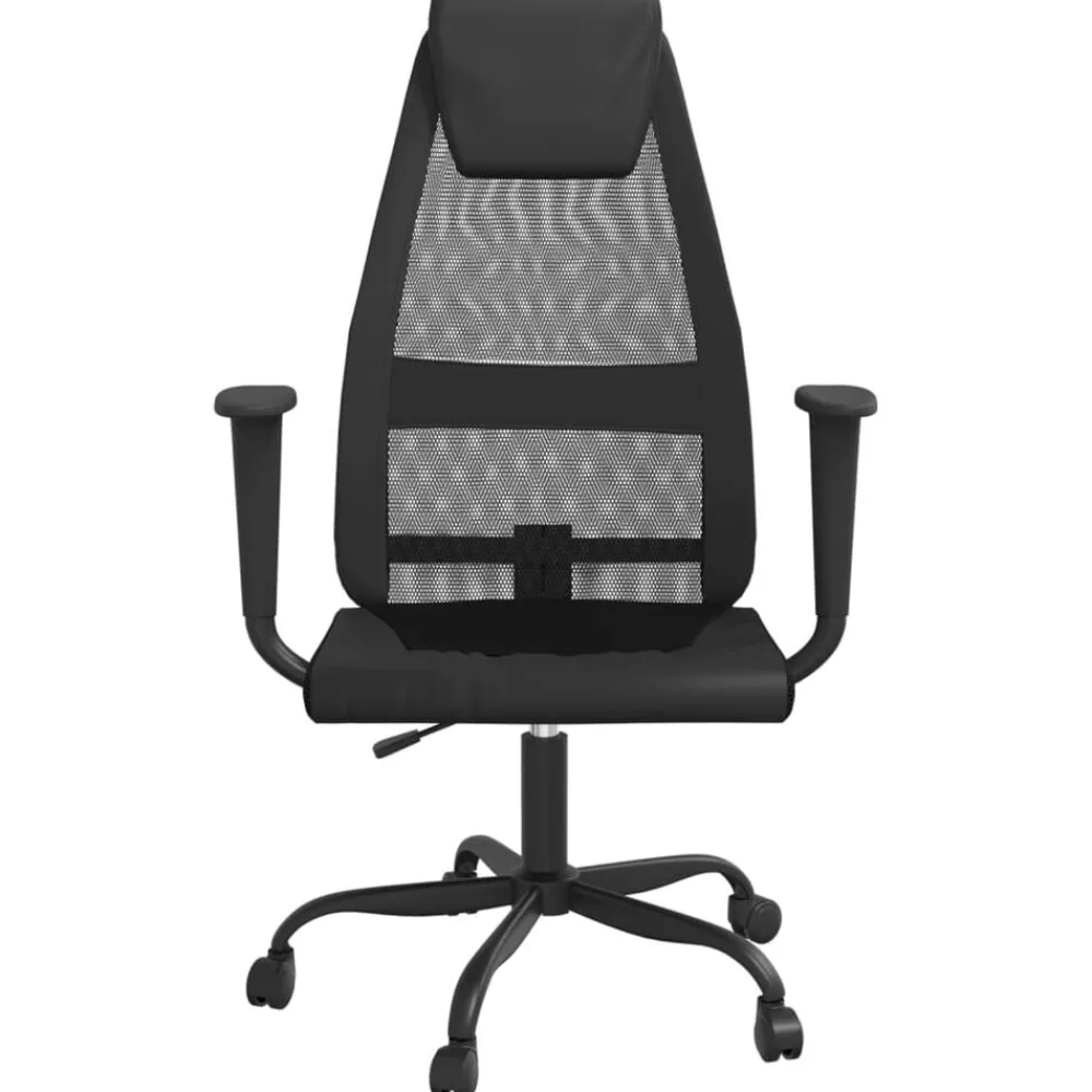vidaXL Silla de oficina altura ajustable tela malla y cuero PE Negro Best