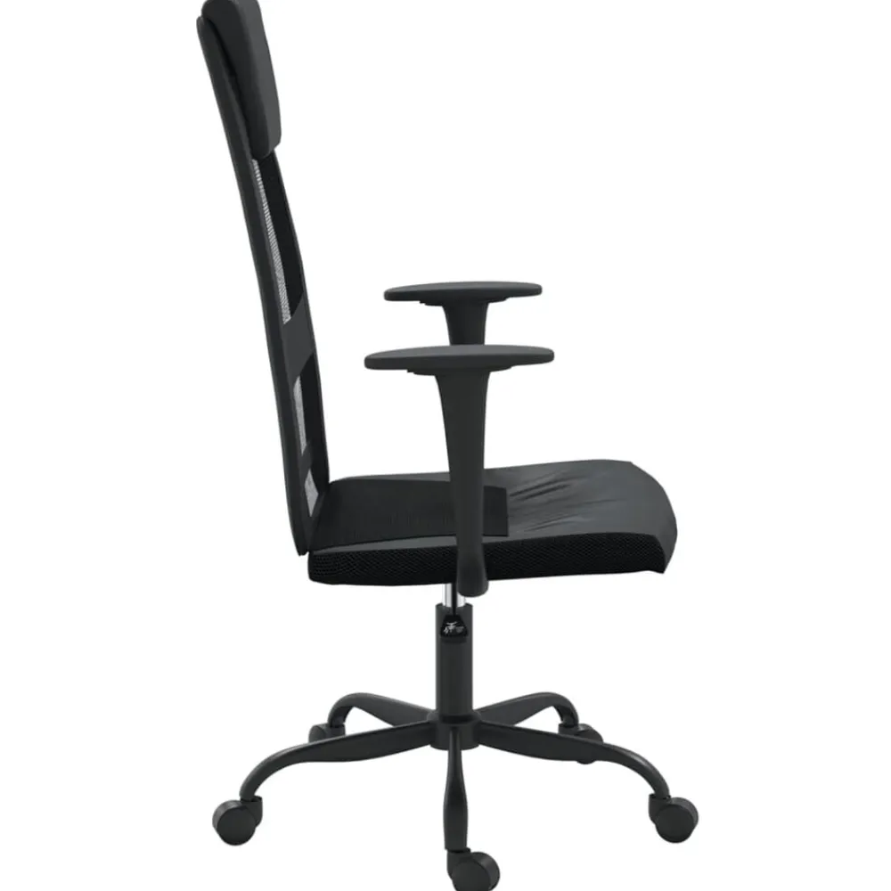 vidaXL Silla de oficina altura ajustable tela malla y cuero PE Negro Best
