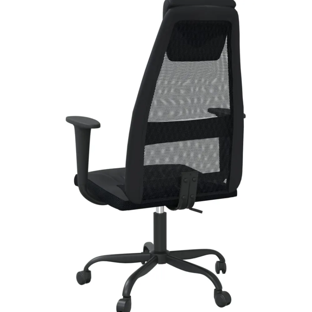 vidaXL Silla de oficina altura ajustable tela malla y cuero PE Negro Best