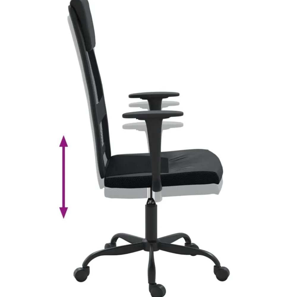 vidaXL Silla de oficina altura ajustable tela malla y cuero PE Negro Best