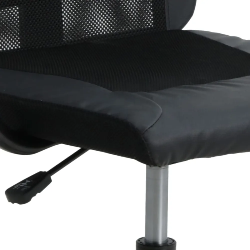 vidaXL Silla de oficina altura ajustable tela malla y cuero PE Negro Best