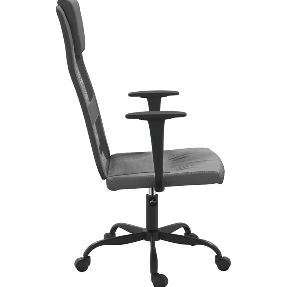 vidaXL Silla de oficina altura ajustable tela malla y cuero PE Gris Clearance