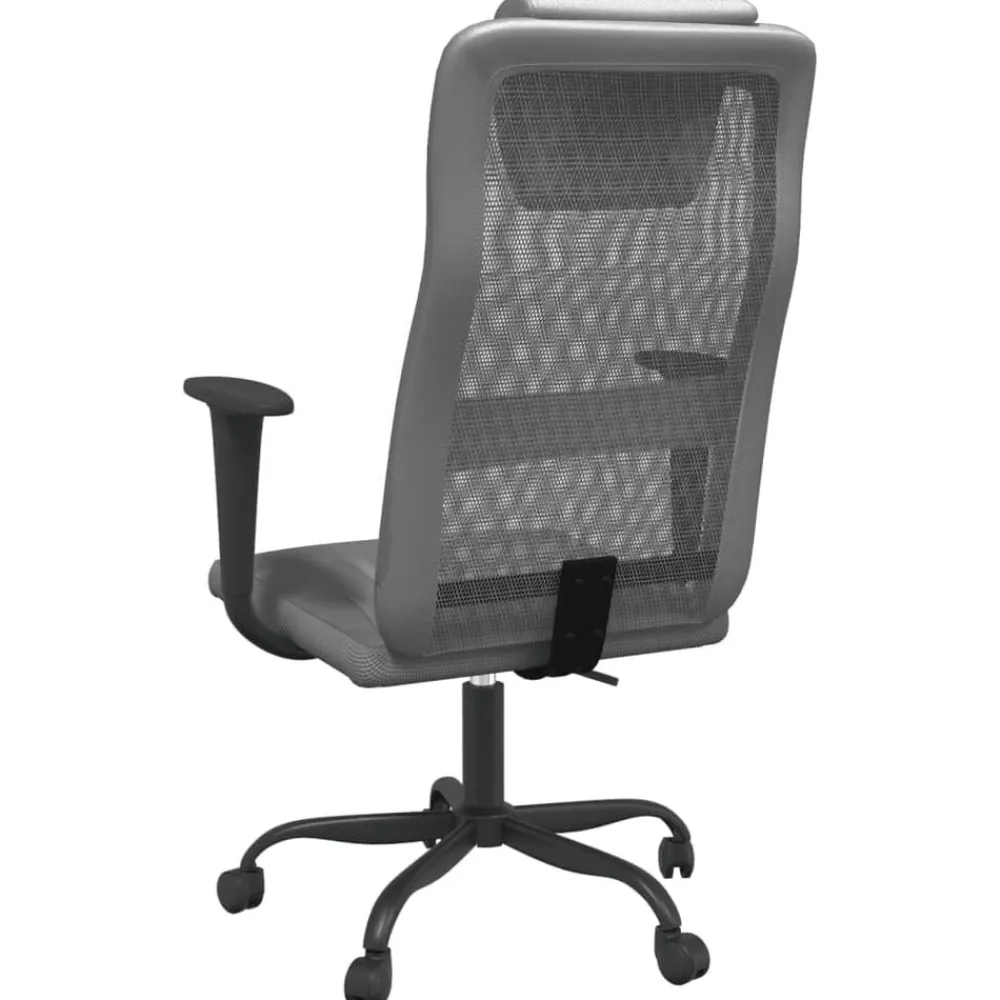 vidaXL Silla de oficina altura ajustable tela malla y cuero PE Gris Clearance