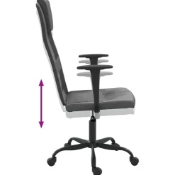 vidaXL Silla de oficina altura ajustable tela malla y cuero PE Gris Clearance