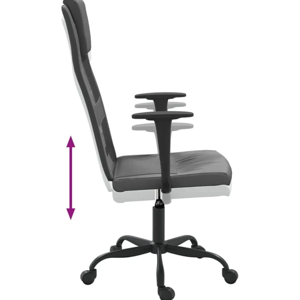 vidaXL Silla de oficina altura ajustable tela malla y cuero PE Gris Clearance