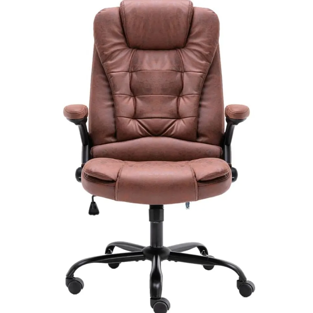 vidaXL Mobiliario De Oficina-Silla de oficina de piel de ante sintética marrón