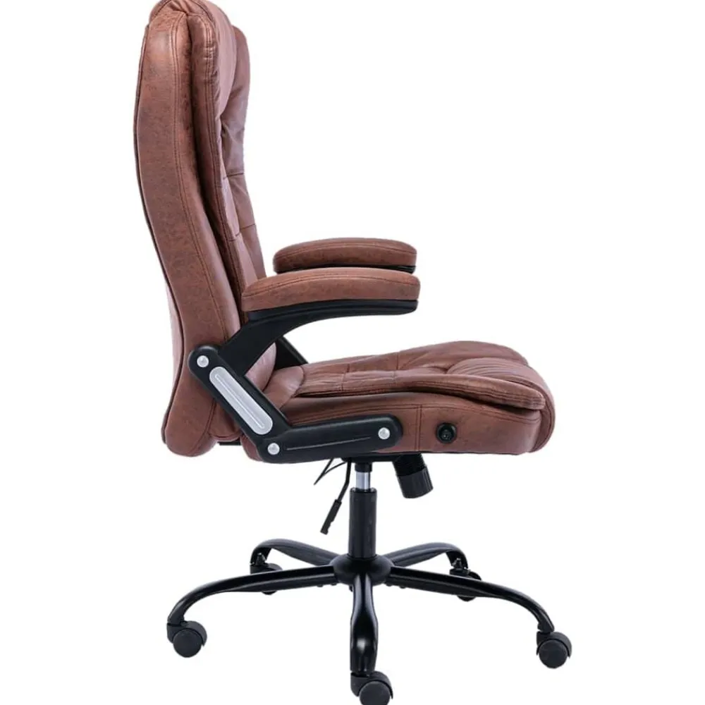 vidaXL Mobiliario De Oficina-Silla de oficina de piel de ante sintética marrón