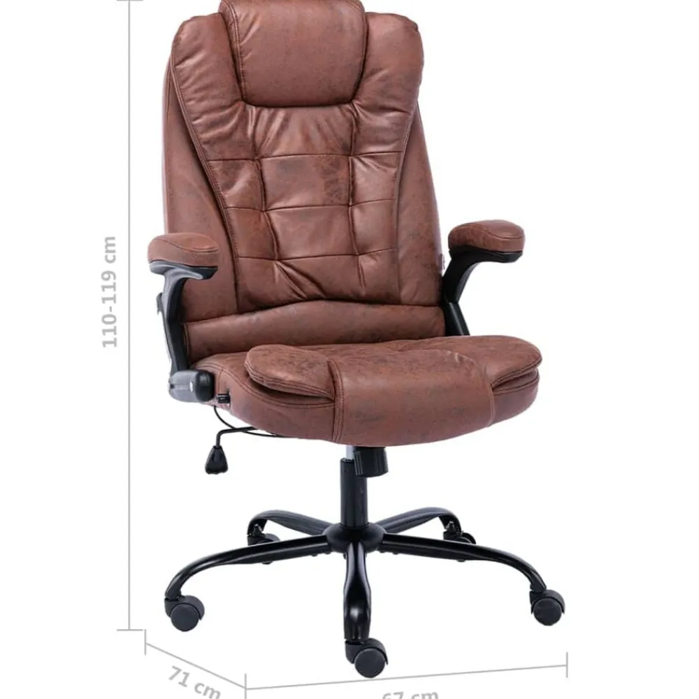 vidaXL Mobiliario De Oficina-Silla de oficina de piel de ante sintética marrón