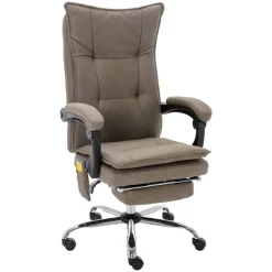 vidaXL Silla de oficina de masaje de tela gris Taupé Clearance