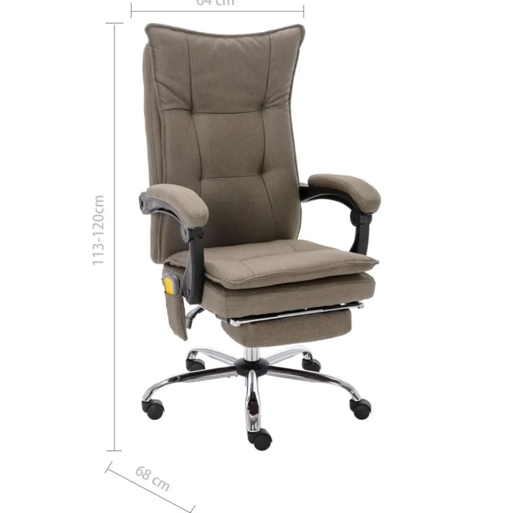 vidaXL Silla de oficina de masaje de tela gris Taupé Clearance