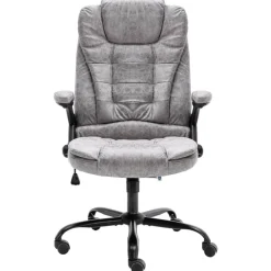 vidaXL Silla de oficina de piel de ante sintética Gris claro Discount