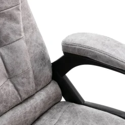 vidaXL Silla de oficina de piel de ante sintética Gris claro Discount