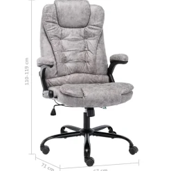 vidaXL Silla de oficina de piel de ante sintética Gris claro Discount