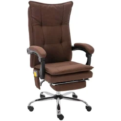 vidaXL Silla de oficina de masaje de tela marrón Marrón Online