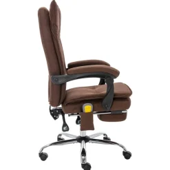 vidaXL Silla de oficina de masaje de tela marrón Marrón Online