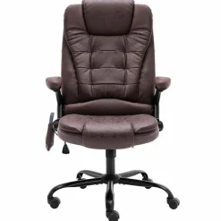 vidaXL Mobiliario De Oficina-Silla de oficina de masaje piel de ante sintética marrón oscuro