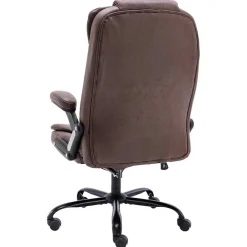 vidaXL Mobiliario De Oficina-Silla de oficina de masaje piel de ante sintética marrón oscuro