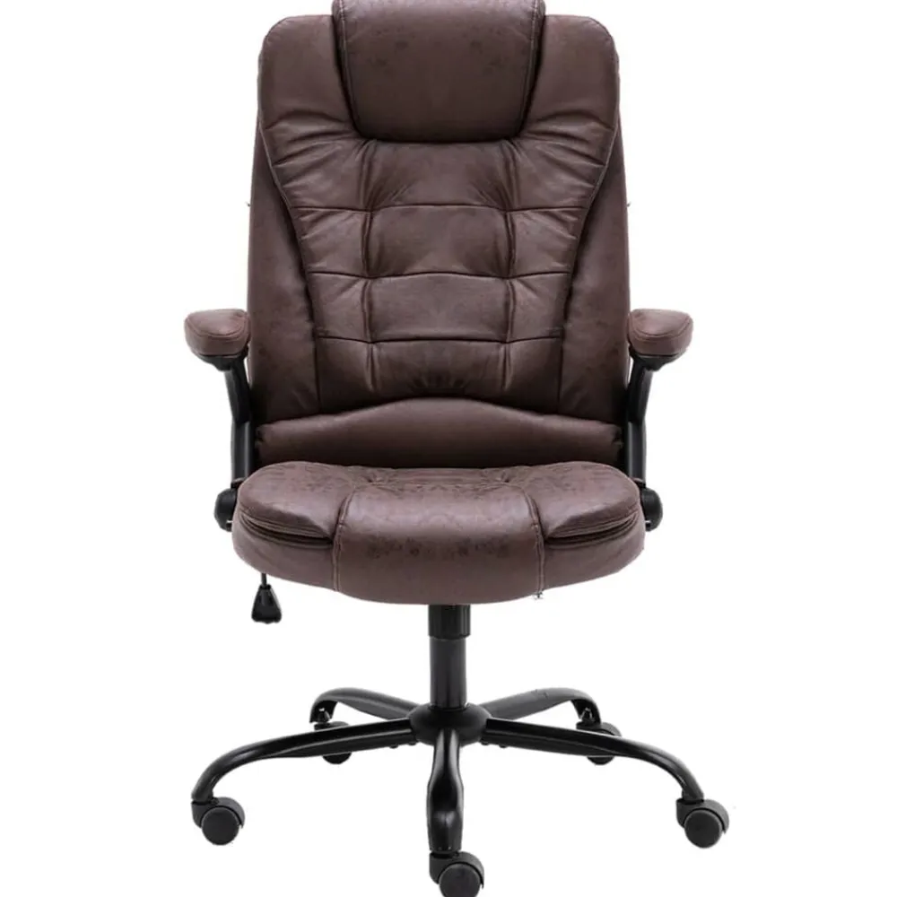 vidaXL Silla de oficina de piel de ante sintética marrón oscuro Marrón oscuro Clearance