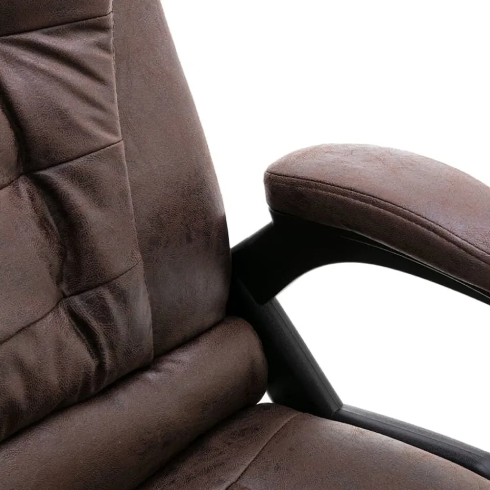 vidaXL Silla de oficina de piel de ante sintética marrón oscuro Marrón oscuro Clearance