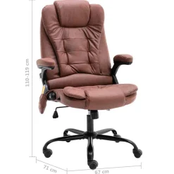 vidaXL Mobiliario De Oficina-Silla de oficina de masaje piel de ante sintética marrón claro