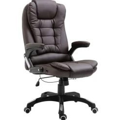 vidaXL Mobiliario De Oficina-Silla de oficina de cuero sintético marrón