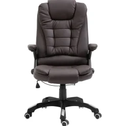 vidaXL Mobiliario De Oficina-Silla de oficina de cuero sintético marrón