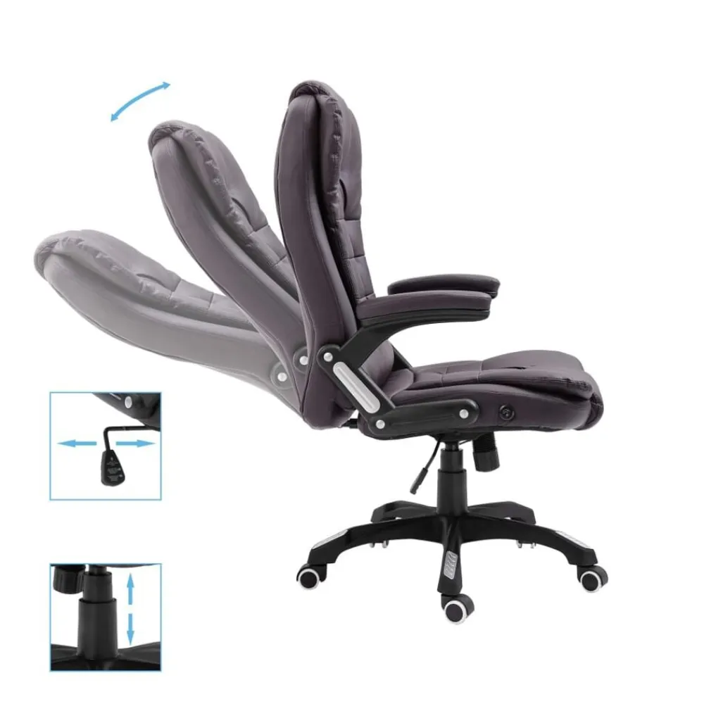 vidaXL Mobiliario De Oficina-Silla de oficina de cuero sintético marrón