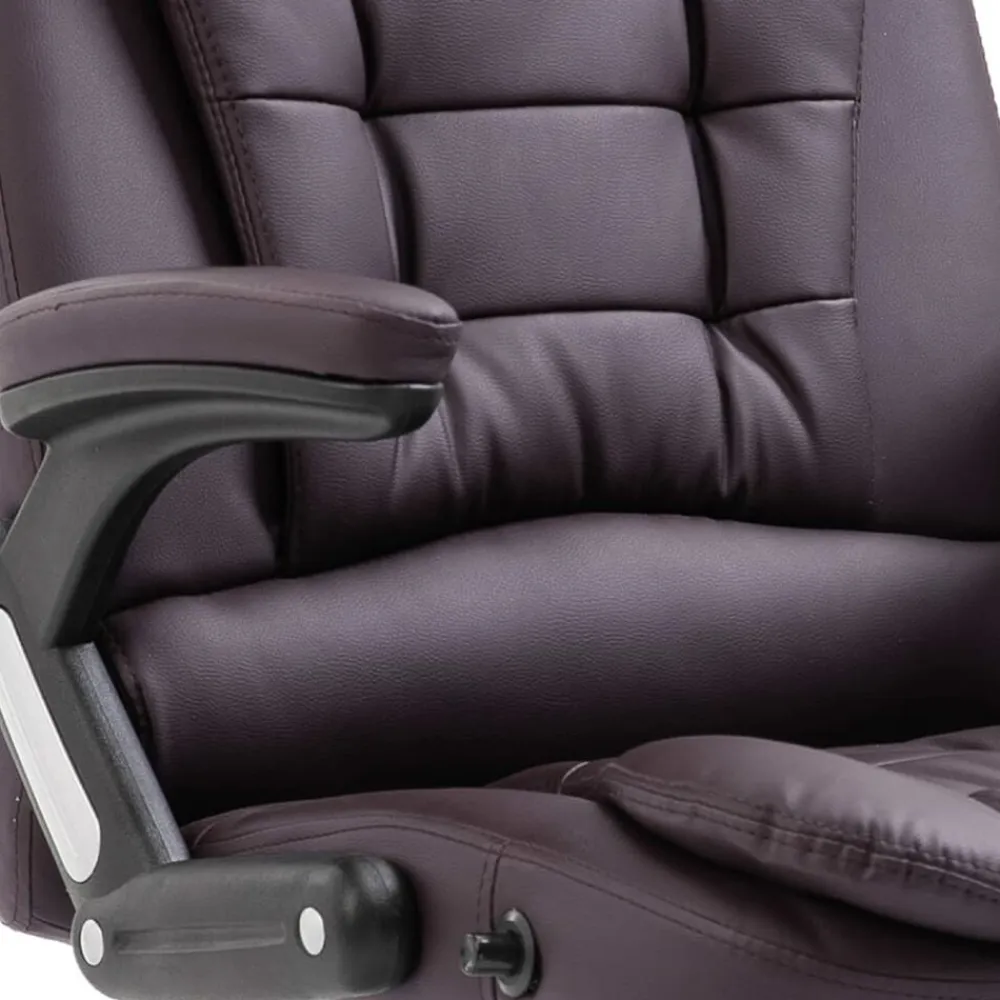 vidaXL Mobiliario De Oficina-Silla de oficina de cuero sintético marrón