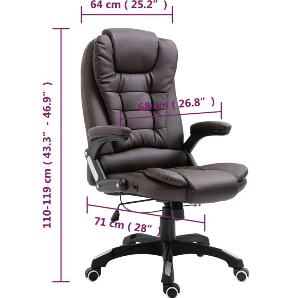 vidaXL Mobiliario De Oficina-Silla de oficina de cuero sintético marrón