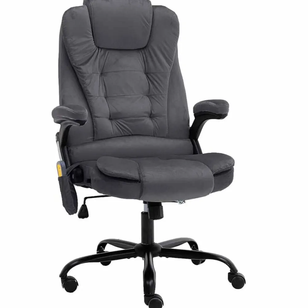 vidaXL Silla de oficina de masaje terciopelo Gris oscuro Best