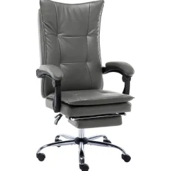 vidaXL Silla de oficina de cuero sintético gris Antracita Outlet