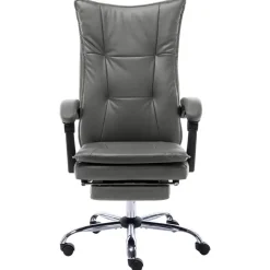 vidaXL Silla de oficina de cuero sintético gris Antracita Outlet