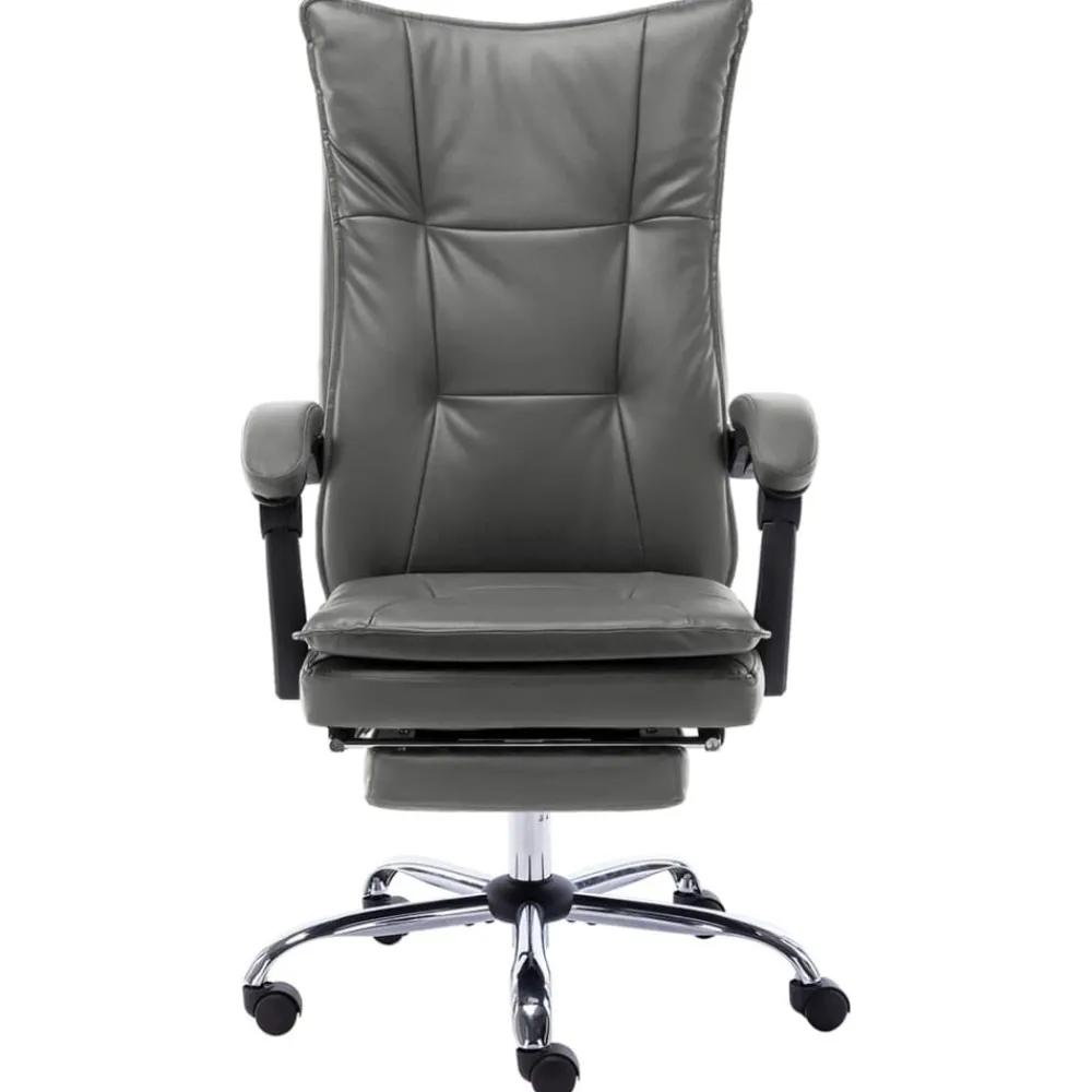 vidaXL Silla de oficina de cuero sintético gris Antracita Outlet