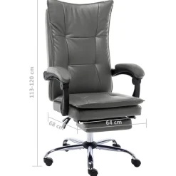 vidaXL Silla de oficina de cuero sintético gris Antracita Outlet