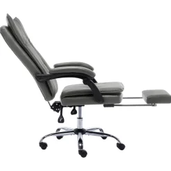 vidaXL Silla de oficina de cuero sintético gris Antracita Outlet