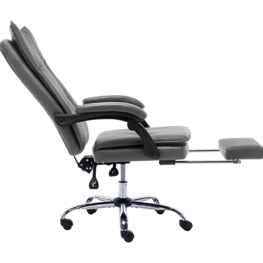 vidaXL Silla de oficina de cuero sintético gris Antracita Outlet