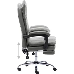 vidaXL Silla de oficina de cuero sintético gris Antracita Outlet