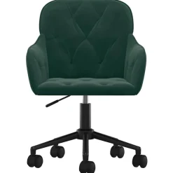 vidaXL Silla de oficina giratoria de terciopelo Verde oscuro Online
