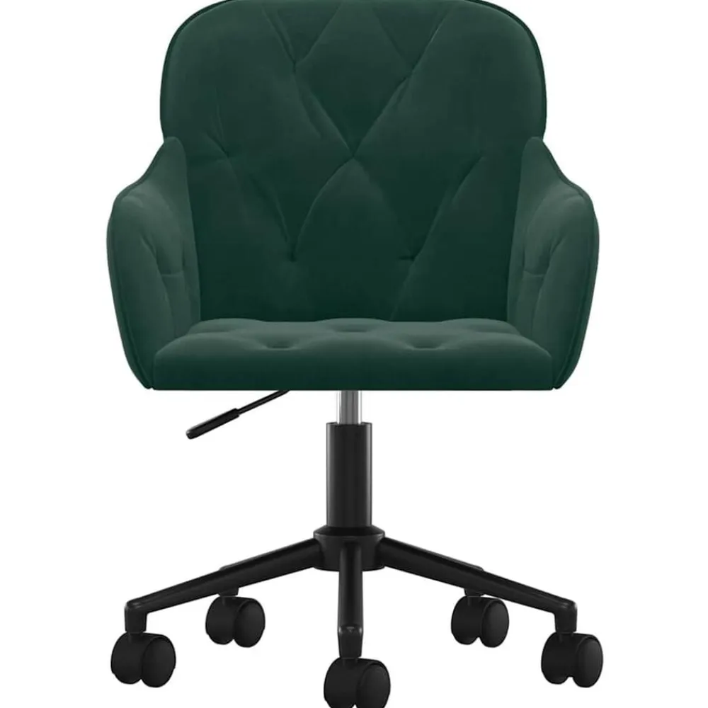 vidaXL Silla de oficina giratoria de terciopelo Verde oscuro Online