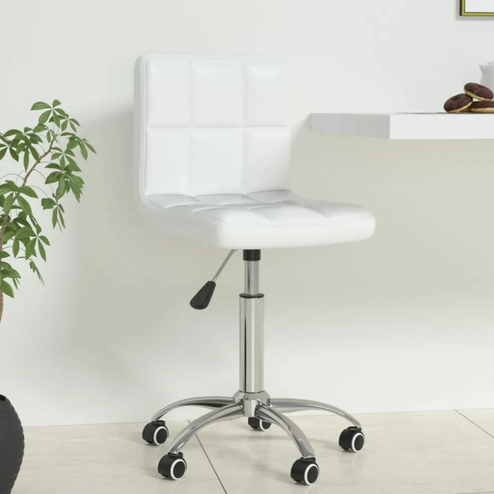 vidaXL Silla de oficina giratoria de cuero sintético Blanco Sale