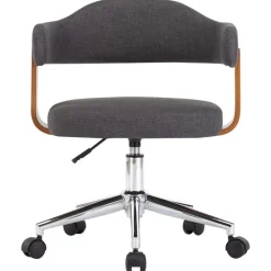 vidaXL Silla de oficina giratoria de madera curvada y tela Gris Online