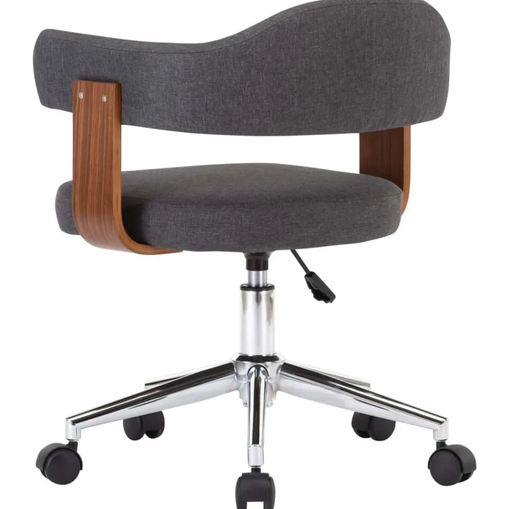 vidaXL Silla de oficina giratoria de madera curvada y tela Gris Online
