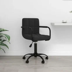 vidaXL Silla de oficina giratoria de terciopelo Negro Discount