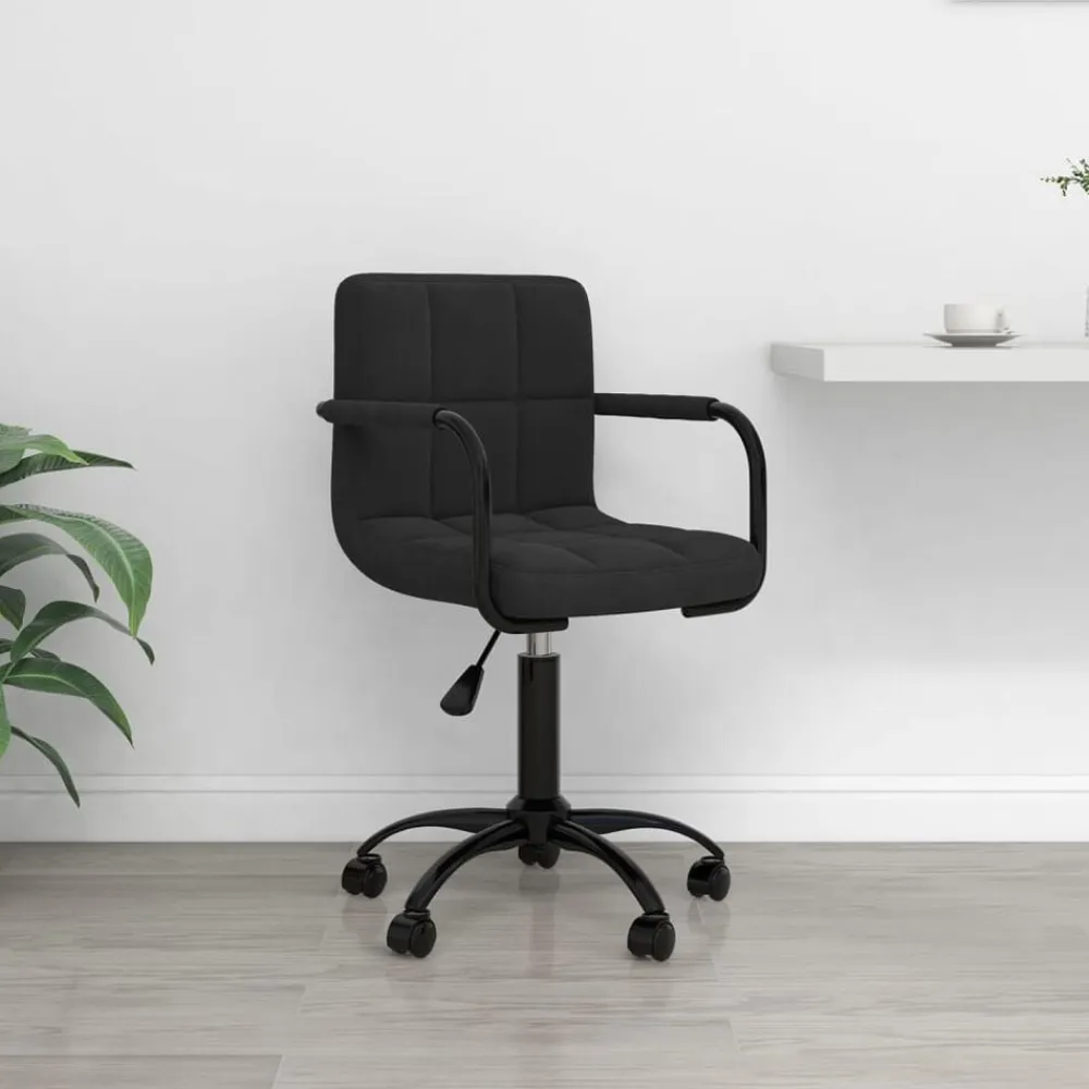 vidaXL Silla de oficina giratoria de terciopelo Negro Discount