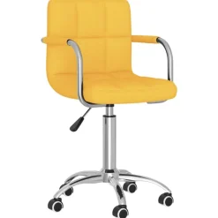 vidaXL Mobiliario De Oficina-Silla de oficina giratoria de tela amarilla mostaza