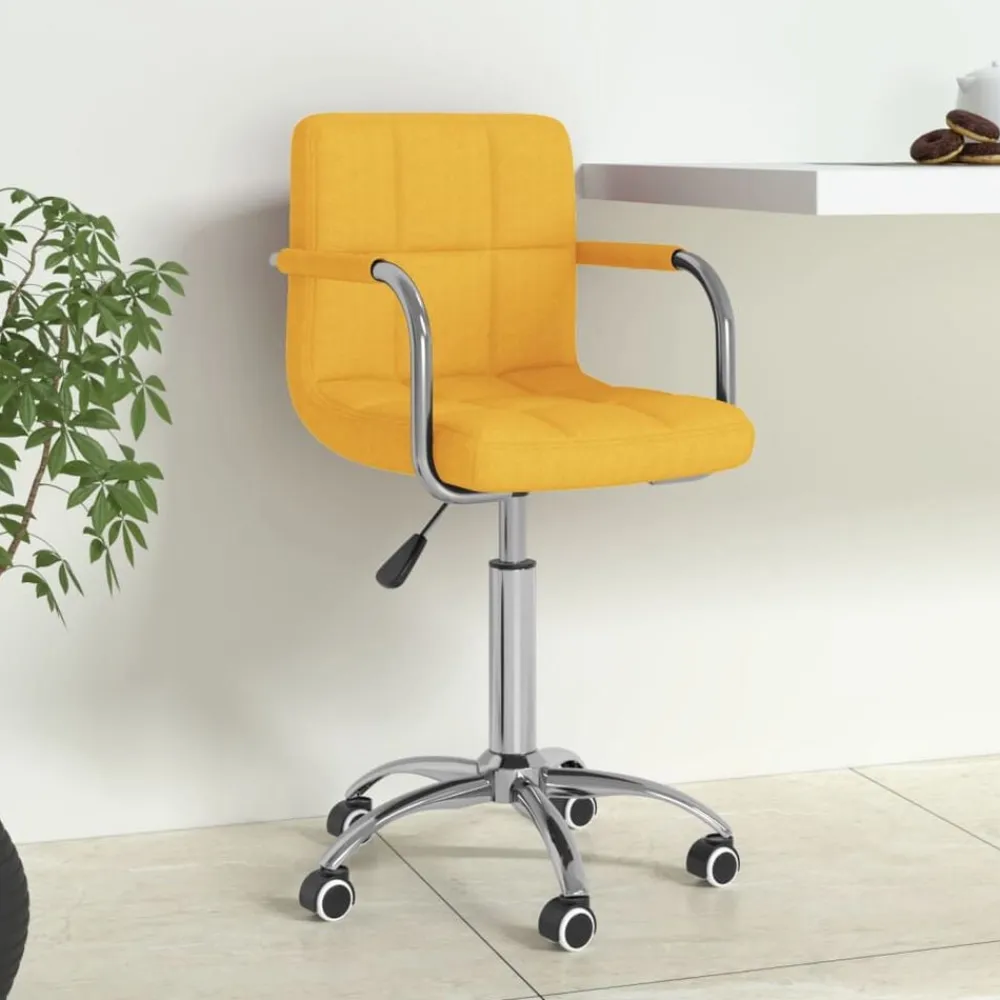vidaXL Mobiliario De Oficina-Silla de oficina giratoria de tela amarilla mostaza