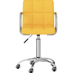 vidaXL Mobiliario De Oficina-Silla de oficina giratoria de tela amarilla mostaza