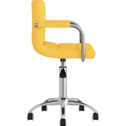 vidaXL Mobiliario De Oficina-Silla de oficina giratoria de tela amarilla mostaza